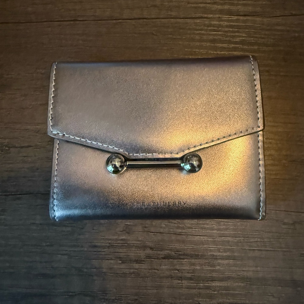 Strathberry Mosaic Trifold Metallic Silver Wallet